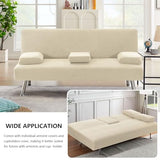 Futon Cover Stretch 4 Pieces Futon Sofa Bed Cover Washable Futon Bed Cover Removable Armrests and Cupholders Covers,Off White