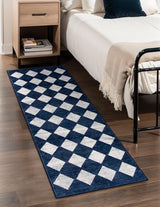 Lahome Checkered Washable Kitchen Rug Blue 2x6 Rug Runners for Hallways