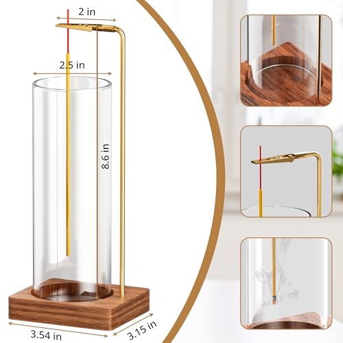 Incense Holder for Sticks, Insence-Stick Holder, Anti-Ash Flying No Mess Incense Burner, Incense Stick Holder with Glass Ash Catcher, for Yoga Spa Meditation Home Decor(2 Pack)