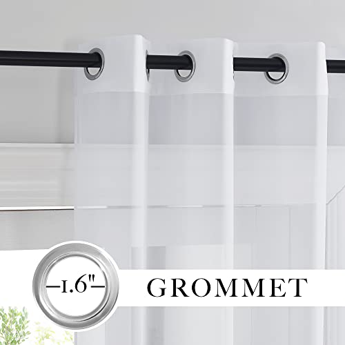 RYB HOME White Sheer Curtains 96 inches Long 4 Panels Set for Living Room, Light Filtering Voile Window Drapes with Grommet for Bedroom, W 54" x L 96"