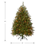 National Tree Company 4.5 ft Pre-Lit Dunhill Fir Artificial Christmas Tree, 450 Multicolor Lights, 763 Tips, Includes Stand, Green