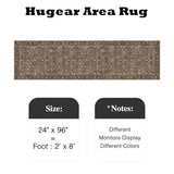 HUGEAR 2x8 Runner Rug Machine Washable Brown Hallway Area Rug Indoor Accent Rugs Floral Low Pile Carpet Soft Throw Rugs Bedroom Living Room Office Dining Kitchen Laundry Non Slip