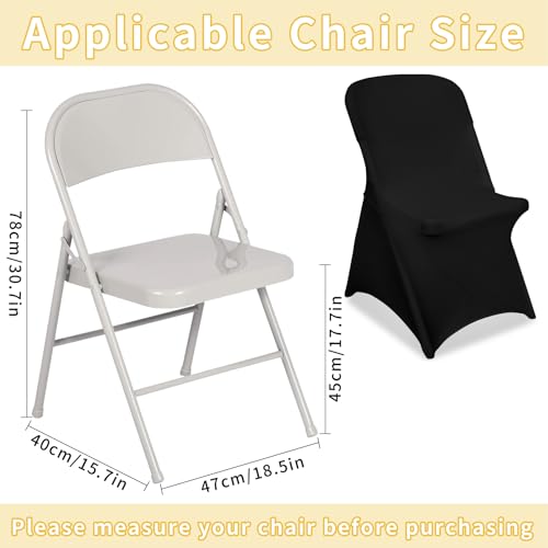 Black Chair Covers Stretch Folding Chair Covers Universal Spandex Fitted Chair Slipcovers for Wedding Dining Party Banquet Holidays Celebration Trade Show Craft Show Decoration (36 Pack)