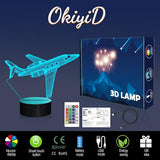 OkiyiD Airplane Gifts for Boy, Men, Aircraft Night Light, Gulfstream 3D Illusion Lamp with Remote and Touch Control, Plane Decor for Men Boy Kids Room, Birthday Gifts