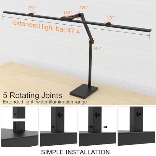 36W 3000LM Ultra Bright Architect Desk Lamp with Base, 47.4Inches Wide Tall Overhead Desk Light for Home Office, Dimmable Table Light with Remote for Desktop Working,Drafting,Reading
