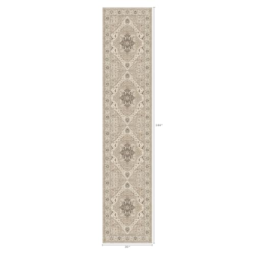 Washable 2'6x12 Hallway Runner Rugs, Vintage Non-Slip Low Pile Rugs Beige
