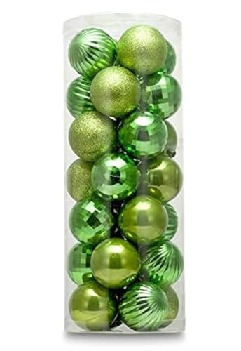 Small Size 28ct shatterproof Christmas Ball Ornaments in 4 Classic finishes for Christmas Tree Decoration (Lime Green, 1.57“ Mini Size)