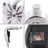 Melting Clock, Salvador Dali Watch Melted Clock for Decorative Home Office Shelf Desk Table Funny Creative Gift, Rome Silver