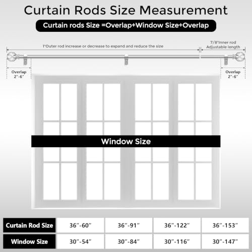 Silver Curtain Rods for Windows 48 to 84 Inch, 1 Inch Adjustable Decorative Window Treatment Rods with Aluminium Twisted Cage Finials, Heavy Duty Metal Farmhouse Drapery Pole, Easy Install