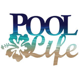 Tandefio Pool Life Metal Wall Art Decor Hibiscus Flower Coastal Metal Wall Art Tropical Outdoor Decor Swimming Pool Sign for Summer Beach Patio Living Room Bathroom Boat Decorations (Blue Gradient)