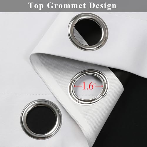 Estelar Textiler Black and Greyish White Blackout Curtains for Bedroom, Ombre Black out Curtains 84 Inch long for Living Room,Room Darkening Thermal Insulated Grommet Window Drapes,52x84 Inch,2 Panels
