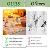 MOUGIGI 3PCS Mini Flower Vases–Unique Small cat vase-Cute Ceramic Bud Vases for Single Stem Flowers & Cat Whisker-Home Decor for Desks & Bookshelves-Ideal Gift for Cats Lovers & Flower Enthusiasts