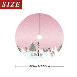 Christmas Tree Skirt Pink Dancer Print Tree Skirt 48inch Xmas Winter Tree Skirt for Christmas Indoor Outdoor Decorations