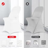 HAINARverS Stretch Spandex Folding Chair Covers 30PCS Universal Fitted Chair Cover Protector for Wedding,Party, Banquet, Holidays, Celebration, Decoration(White, 30 PCS)