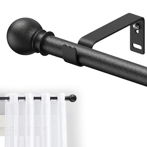 Small Window Curtain Rod 28 to 44 Inch, Heavy Duty Matte Black Adjustable Splicing Curtain Rods With Brackets for Living Room, Bedroom, Sliding Glass Door, Patio, Cafe Shop