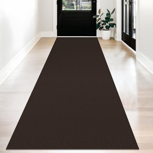 KOZYFLY 3x12 Washable Non Slip Long Runner Rug, Dark Coffee/Brown
