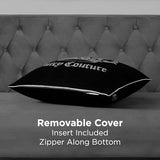 Juicy Couture Square 1-Piece Living Room and Bedroom Décor, Premium Throw Pillow, 20"x20", Black Rhinestone Crown
