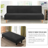 Velvet Stretch Futon Slipcover, Armless Sofa Bed Elastic Furniture Protector Foldable Couch Cover(Camel)