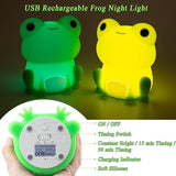 Frog Night Light, Cute Lamp Frog Gifts Nightlight for Kids Bedroom, Silicone Animal Frog Stuff, Rechargeable Baby Nursery Light Bedside Lamp with Timer, Birthday Gifts for Boys Girls Toddlers