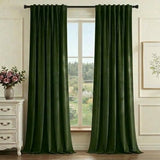 StangH Green Velvet Curtains 84 Inch Length, Luxury Vintage Emerald Drapes for Bedroom, Dark Green Room Darkening Window Treatment for Living Room with Back Tab & Hook Belt, W52 x L84, 2 Panels