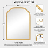 Ferytange 18X24 Inch Gold Mirror for Wall with Metal Frame Rectangular Rounded Bathroom Vanity Mirror Anti-Rust, Hangs (Gold 18" x 24")