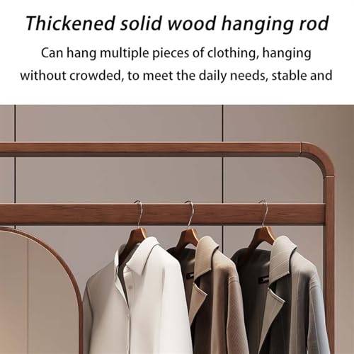 Standing Mirrors All Solid Wood Coat Rack, Floor-Standing, Bedroom, Home, Living Room, Clothes Rack, Dressing Mirror, One-in-One Full-Length Mirror, Clothes Rack(100CM)