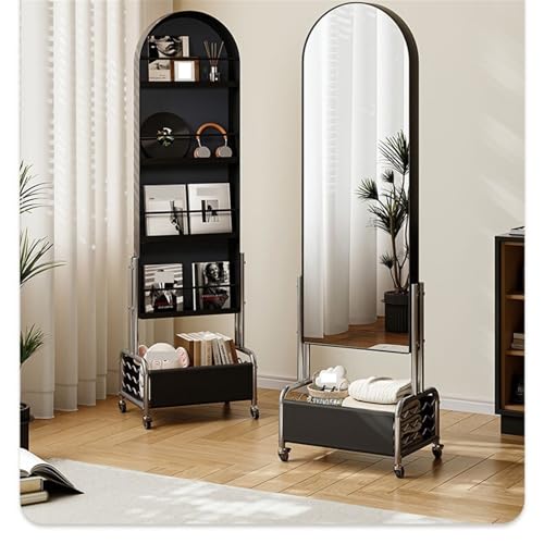 Decorative Home Floor-Length Dressing Mirror Luxurious Full-Length Bedroom Movable Integrated Coat Rack for Living Room