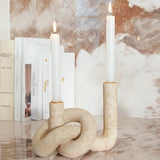 DN DECONATION Knot Shaped Taper Candle Holders, Boho Candlestick Holders