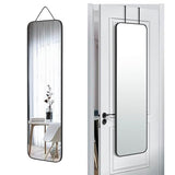 SCWF-GZ 47x14 Mirror Full Body Length Door Hanging/Rope Hang/Wall Mounted Metal Frame Rectangle Mirrors for Bedroom Bathroom Dressing Living Room 47 inch Black
