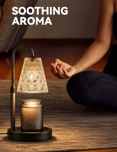 Candle Warmer Lamp with Timer Dimmable, Birthday Gifts for Women Mom, House Warming Gifts New Home Decor, Wax Melt Warmer for Jar Candles with 2 Bulbs, Black