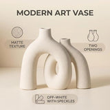 CEMABT Modern Nordic Boho Vase Set - Elegant Beige Matte Ceramic Vase for Living Room, Bookshelf, Mantel, Entryway Table & Console Decor | Home Decor Shelf Decorations Easter Gift