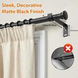 5/8 Inch Black Curtain Rod for Window 16 to 52 Inch, Small Window Curtain Rod With Brackets for Cafe, Windows, Kitchen, Bedroom, Living Room, Sliding Glass Door, Drilling Installation