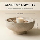 OAKOA Modern Fruit Bowl for Kitchen Counters - Large Decorative Bowl for Home Decor- Key Bowl for Entryway Table - Pedestal Bowl - Stone Bowl