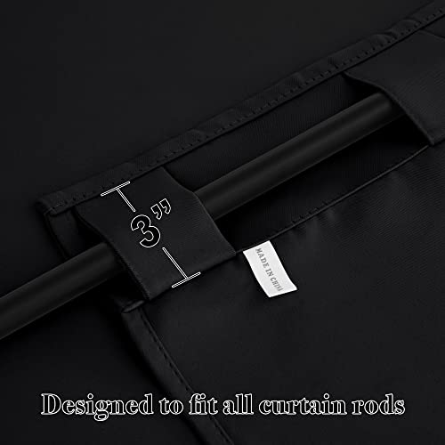 RYB HOME Short Bedroom Blackout Curtains - Small Window Treatment Set Energy Saving Thermal Insulated Drapes for Living Room/Nursery/Kitchen, 42-inch Wide x 45-inch Long, Black, 2 Panels