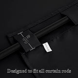 RYB HOME Short Bedroom Blackout Curtains - Small Window Treatment Set Energy Saving Thermal Insulated Drapes for Living Room/Nursery/Kitchen, 42-inch Wide x 45-inch Long, Black, 2 Panels