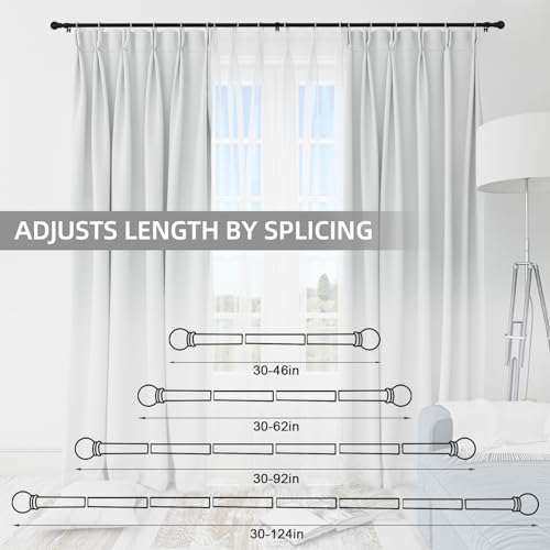 Thestoa Curtain Rods for Windows 48 to 84-92 inch, 5/8" Matte Black Curtain Rod, Stainless Steel Small Curtain Rods for Bedroom, Living Room,Kitchen,Farmhouse, Outdoor Curtain rod Black