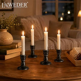 Wooden Taper Candle Holders: Rustic Farmhouse Decor, Set of 4