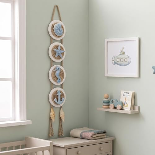 flangairy Coastal Wall Decor 3d Seashell Starfish Conch Wall Hanging Beach Nautical Ocean Theme Bathroom Home Decorations Sea Shell Art