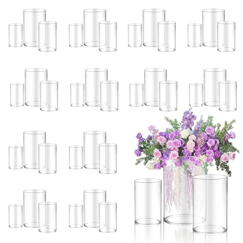 36pcs Glass Vase Cylinder for Centerpieces 4,4.7,6Inch Tall Small Flower Glass Clear Home Decor Centerpiece Table Flower Vase Decorations for Wedding＆Holiday