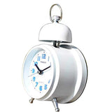 Clock Night Light Single Bell Child Clock Quartz No Ticking Bracket Clock Decoration Mute Metal Clock (Color : Black) (White)