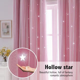 indistar Star Cutout Kids Window Blackout Curtains for Girl Bedroom Window Room Darkening Curtains & Drapes Baby Nursery Curtains (2 Panel,52Wx63L inch,Pink)