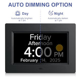 Digital Alarm Clock with Date and Day of Week for Dementia Seniors, Voice Announcement Time, Multiple Alarm Sets, Auto DST, Gifts for Elderly People with Dementia - Black