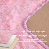 KCHOWUA Pink Fluffy Fuzzy Small Area Rugs for Bedroom Girls,3'x5' Machine Washable Plush Pastel Throw Cute Rug for Living Room,Modern Soft Shag Shaggy Furry Floor Nursery Kids Dorm Room Carpets