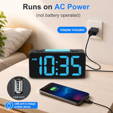 DreamSky Small Digital Alarm Clock with Night Light for Kids Bedroom | RGB Desk Clock with Large Numbers for Teens Boys, Brightness Dimmer, Adjustable Alarm Volume, USB Port, USB-C Adapter Powered