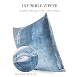 Set of 4 Blue and Grey Abstract Art Artwork Pillow Cover 18 x 18 Inch, Gallery Modern Decorative Throw Pillows Cushion Cover for Bedroom Sofa Living Room