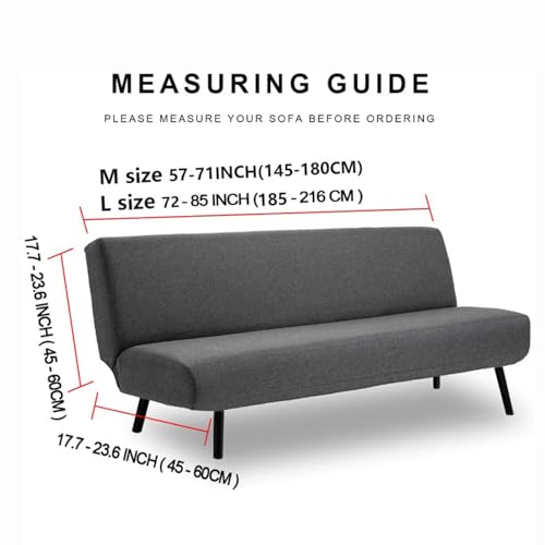 Luxury Velvet Futon Bed Covers Slipcovers with Elastic Band, Soft Armless Futon Cover 3/2 Seater Stretch Sofa Bed Slipcover, Thick Plush Futon Cover Stretch Armless Sofa Bed Washable,F,M1