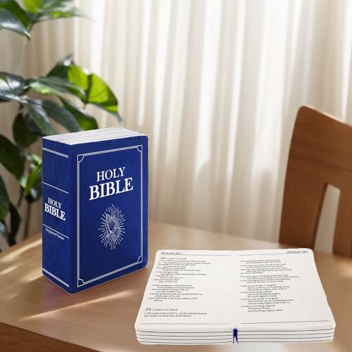 The Holy Bible Pillow Plush- Book Shape, Openable, Cozy Faith Bible Pillow Christian Bible Verse Pillow (Blue)