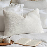 MIULEE Textured Boucle Lumbar Pillow Cover for Bed 16x24 White