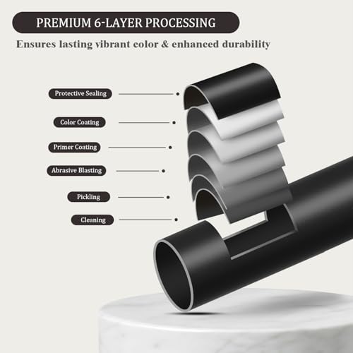 Oneach Black Curtain Rods for Windows 66 to 120 Inch, 1 Inch Pole Adjustable Length Heavy Duty Metal Curtain Rod Set, for Outdoor Bedroom Kitchen Living Room, Decorative Drapery Rods with Finials