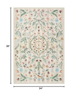 Lahome Washable Insect Botanical 2x3 Area Rugs for Entryway - Machine Washable Non-Slip Kitchen Rugs, Beige Boho Low Profile Soft Faux Wool Indoor Door Mat for Bathroom,Bedroom, Hallway